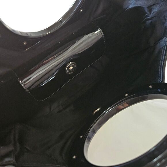 Balenciaga (Authentic) Mint Green Satin Shantung & Black Mod Style Hand Bag - Picture 8 of 11